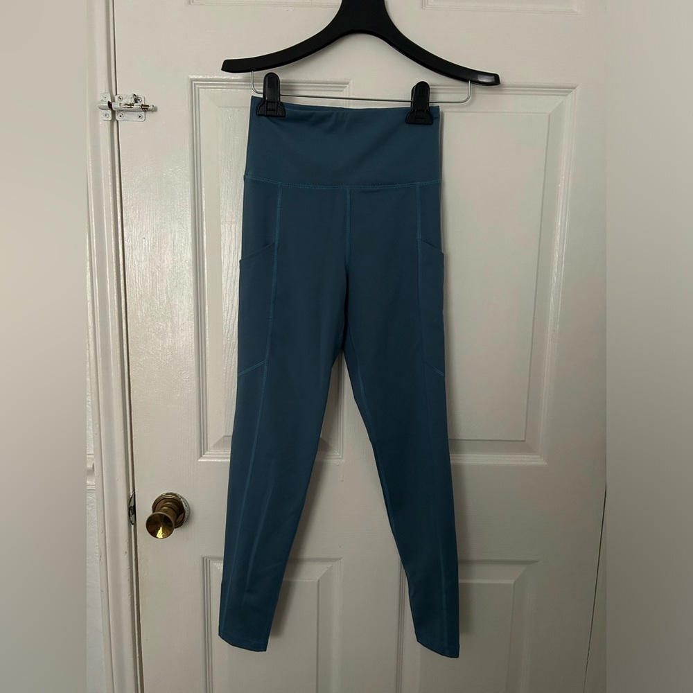 American Eagle Outfitters Teal High-Waist Leggings with Side Pockets